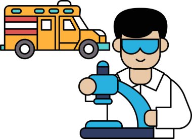 Bir adam laboratuvar önlüklü bir adamla kamyon sürüyor. Laboratuvar önlüklü adam uzaktan kumanda tutuyor.