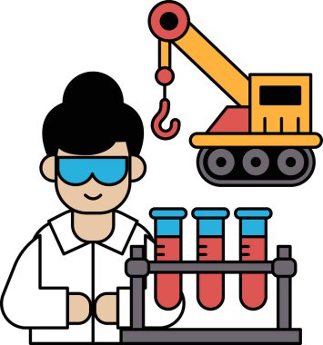 Önlüklü bir adam elinde üç test tüpü tutuyor. Gülümsüyor. Mutluluk ve pozitiflik kavramı