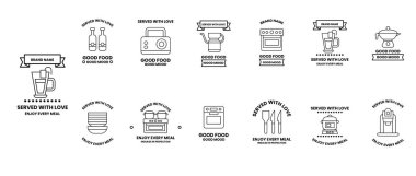 A set of food-related icons, including a toaster, oven, and microwave. The icons are arranged in a grid, with each one labeled with a different food item