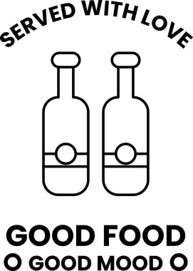 İki şişe şarap sevgiyle servis edilir. İyi yemek, iyi ruh hali.