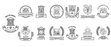 Bir kalp, bir kutu, bir ağaç ve bir köpek gibi çeşitli sembol ve logolardan oluşan bir koleksiyon. Bu semboller aşk, koruma, büyüme ve arkadaşlık gibi farklı fikir ve kavramları temsil eder.