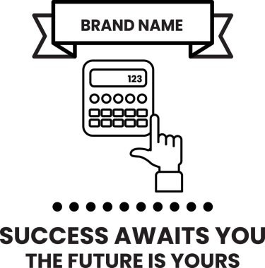 A calculator with a hand pointing to the number 123. The image is titled 