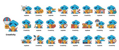 Bombalar ve yaratıcılık kavramındaki çizgilerin çizgisi.