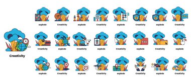 Bombalar ve yaratıcılık kavramındaki çizgilerin çizgisi.