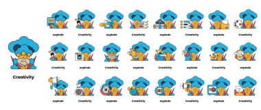 Bombalar ve yaratıcılık kavramındaki çizgilerin çizgisi.