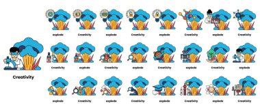 Bombalar ve yaratıcılık kavramındaki çizgilerin çizgisi.