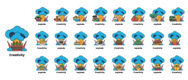 Bombalar ve yaratıcılık kavramındaki çizgilerin çizgisi.