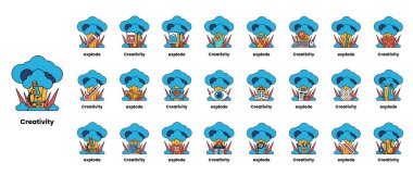 Bombalar ve yaratıcılık kavramındaki çizgilerin çizgisi.