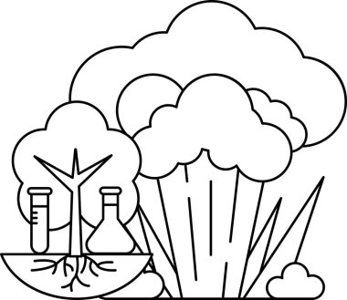 Arka planda bulut olan bir ağaç çizimi. Ağaç, biri 