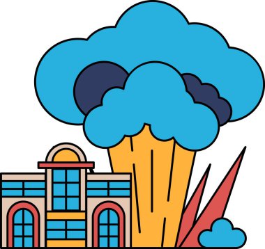 Önünde pencere ve ağaç olan bir bina. Ağaç bulutlarla kaplı.