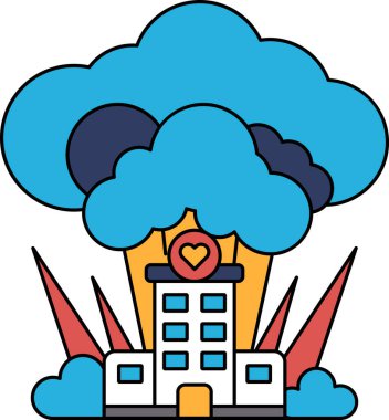 Üzerinde kalp olan bir bina bulutlarla çevrilidir. Bulutlar karanlık ve uğursuzdur. Görüntüye tehlike hissi ve önsezi verir. Kalp umudu ve aşkı simgeler.