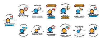 Ortasında mavi bir daire olan bir dizi resim. Çemberin etrafında 