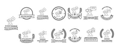 Çeşitli tasarım ve sembollere sahip bir rozet koleksiyonu. Bazı rozetlerin vatanseverlik teması var, bazılarının ise daha soyut bir tasarımı.