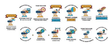 Sanal gerçeklik gözlüğü takan insanların görüntüleri. Resimler 