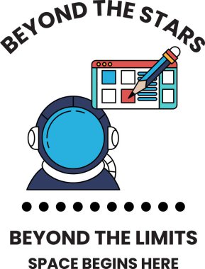 Uzay giysisi giymiş bir adam bilgisayar ekranına yazı yazıyor. Resmin başlığı: 