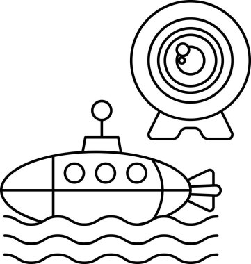 Üzerinde bir kamera olan bir denizaltı suda yüzüyor. Kamera sağ tarafı gösteriyor.