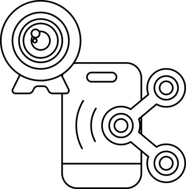 Kamera lensi telefon ve kamerayla gösterilir. Kamera lensi, telefonun kamera kapasitesinin bir sembolü.