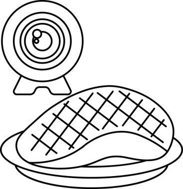 Bir et parçasının üzerine kamera yerleştirilir. Kamera bir gözetleme sembolü ve et de bir yiyecek sembolü. Yemek yerken izlenmek kavramı