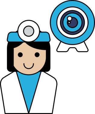 Kafasında steteskop olan bir kadın gülümsüyor. Kameraya bakıyor.