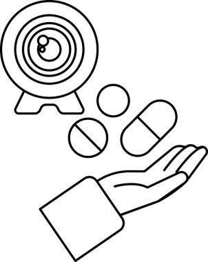 Bir insan elinde bir sürü hap tutuyor ve arka planda da bir kamera var. Hapların fotoğrafını çeken kişi muhtemelen belgelendirme için ya da başkalarıyla paylaşmak için.