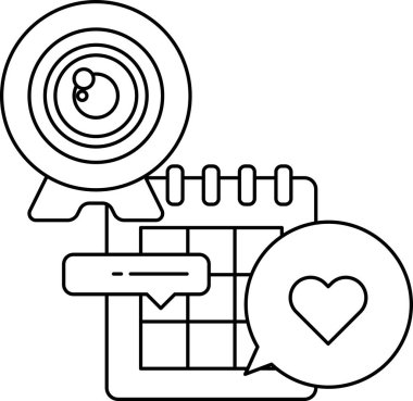 Kamera lensi takvimde bir kalp ve konuşma baloncuğu var. Kamera merceği anıları yakalamanın sembolüdür ve kalp sevgiyi ve sevgiyi temsil eder.