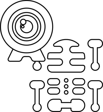 Kamera merceği arka planda kafatası ve kemiklerle gösterilir. Kafatası ve kemikler ürkütücü ve rahatsız edici bir görüntü veriyor.