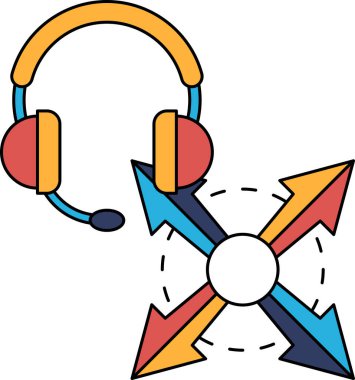 Kulaklığı ve kulaklığı olan beyaz bir arka plan. Kulaklık sağ tarafı gösteriyor.