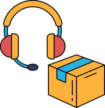 Üstünde bir kulaklık olan bir kutu. Kutu beyaz ve kulaklık siyah.