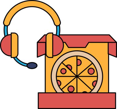 Üstünde kulaklık olan bir pizza kutusu..