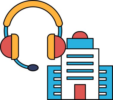 Üstünde kulaklık olan bir bina ve arka planında da bir bina.