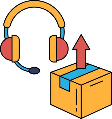 Üzerinde bir kutu ve sol tarafında bir kulaklık olan bir kutu. Kutu görüntünün sağ tarafında.