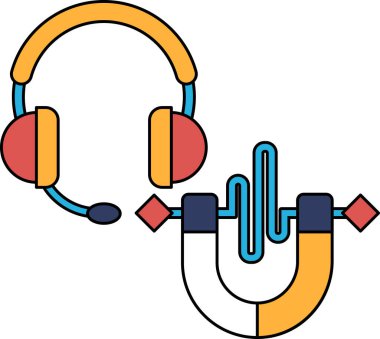 İki kulaklık gösteriliyor, birinde mikrofon, diğerinde mikrofon ve hoparlör var. Kulaklıklar siyah beyaz.