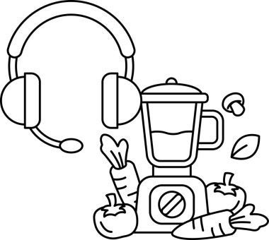 Önünde bir sürü sebze olan bir blender. Mikser beyaz arkaplanda.