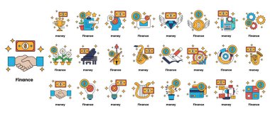 Para ve finansın bir dizi siyah beyaz görüntüsü. Resimler bir ızgarada düzenlenir ve çeşitli sembol ve şekiller içerir. Sahne ciddidir ve finans konusuna odaklanmıştır.