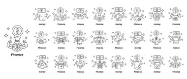 Finansla ilgili soyut sembollerin ve sayıların bir koleksiyonu. Semboller bir ızgaraya dizilir ve çeşitli şekil ve boyutlar içerir. Karmaşıklık ve organizasyon kavramı