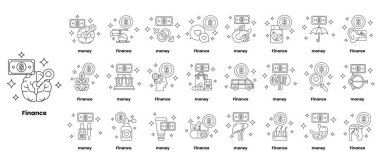 Finans kavramını temsil eden soyut sembol ve şekillerden oluşan bir koleksiyon. Semboller birbiri ile örtüşen ve yalnız duran bir ızgaraya dizilmiştir. Sahne karmaşıklıklardan biridir.