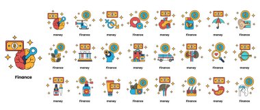 Finans kavramını temsil eden soyut sembol ve şekillerden oluşan bir koleksiyon. Semboller birbiri ile örtüşen ve yalnız duran bir ızgaraya dizilmiştir. Sahne karmaşıklıklardan biridir.