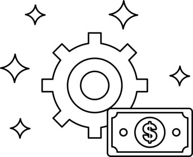 Bir dişli ve bir dolarlık banknot birbirine çekilir. Dolar banknotu dişlinin sağ tarafında.