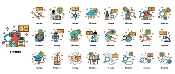 Para ve finansın bir dizi siyah beyaz görüntüsü. Resimler bir ızgarada düzenlenir ve çeşitli sembol ve şekiller içerir. Görüntünün amacı para ve finans kavramını aktarmak.