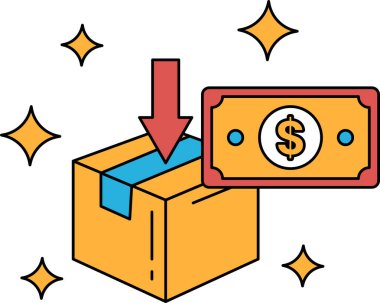 İçinde bir dolarlık banknot olan bir kutu. Dolar banknot bir dolar değerinde.