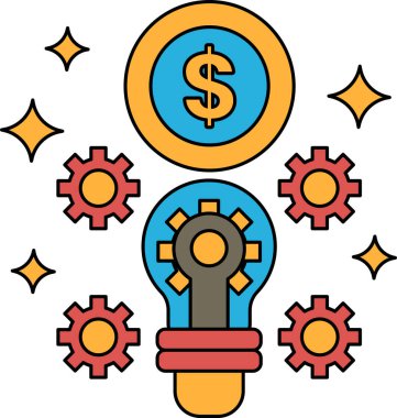 Bir dolar işareti dişlinin üstündedir. Viteslerin hepsi farklı boyutlarda ve daire şeklinde dizilmiş. Para kavramı ve dişlilerin birlikte çalışması bir şeyler yaratmak için.