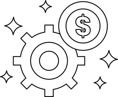 Üstünde dolar işareti olan bir vites. Dolar işareti bir çemberle çevrili.