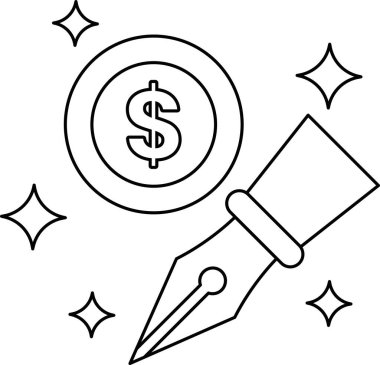 Kalemin ortasına bir dolar işareti yerleştiriliyor, kalem ona bakıyor. Para kavramı ve onu yazmanın önemi.