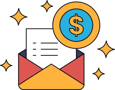 Bir kağıt parçasının üzerinde bir dolar işareti var. Dolar işareti bir çemberle çevrili.