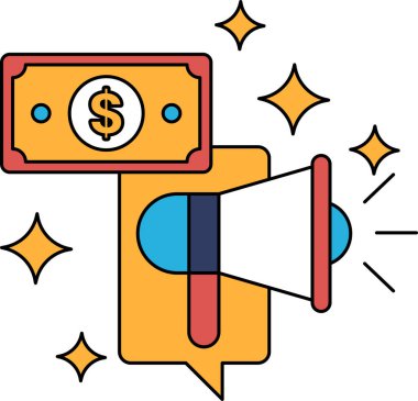 Bir dolarlık banknot mikrofonun üstünde. Dolar banknotu bir yıldızla çevrilidir ve mikrofon bir yıldızla çevrilidir.