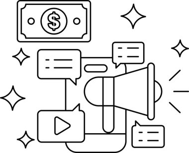 Dolar işaretli siyah beyaz bir banknot ve üzerinde dolar işareti olan büyük bir hoparlör.