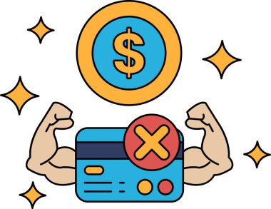 Kolları havada ve ortada bir dolar işareti olan bir adam. Dolar işareti bir çemberle çevrili.