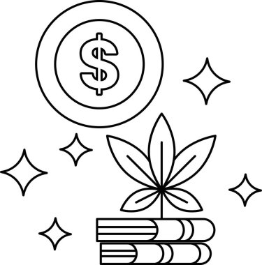 Kitap yığınının üstünde bir dolar işareti var. Dolar işareti bir çemberle çevrili.