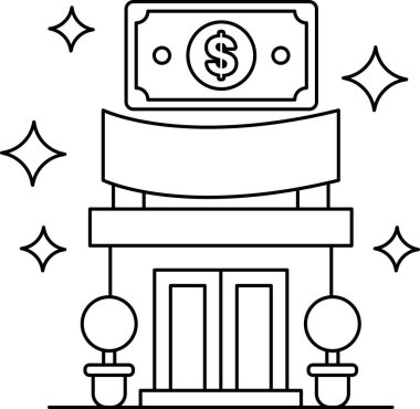 Önünde 1 dolar yazan bir dükkan. İşaret bir grup yıldızla çevrili.