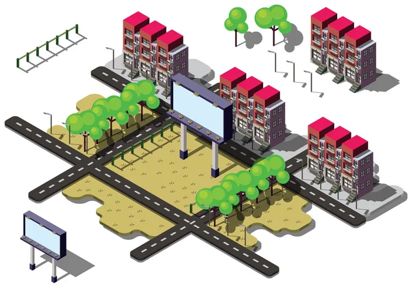 Ilustración del concepto urbano de la ciudad de la cartelera gráfica de info — Archivo Imágenes Vectoriales